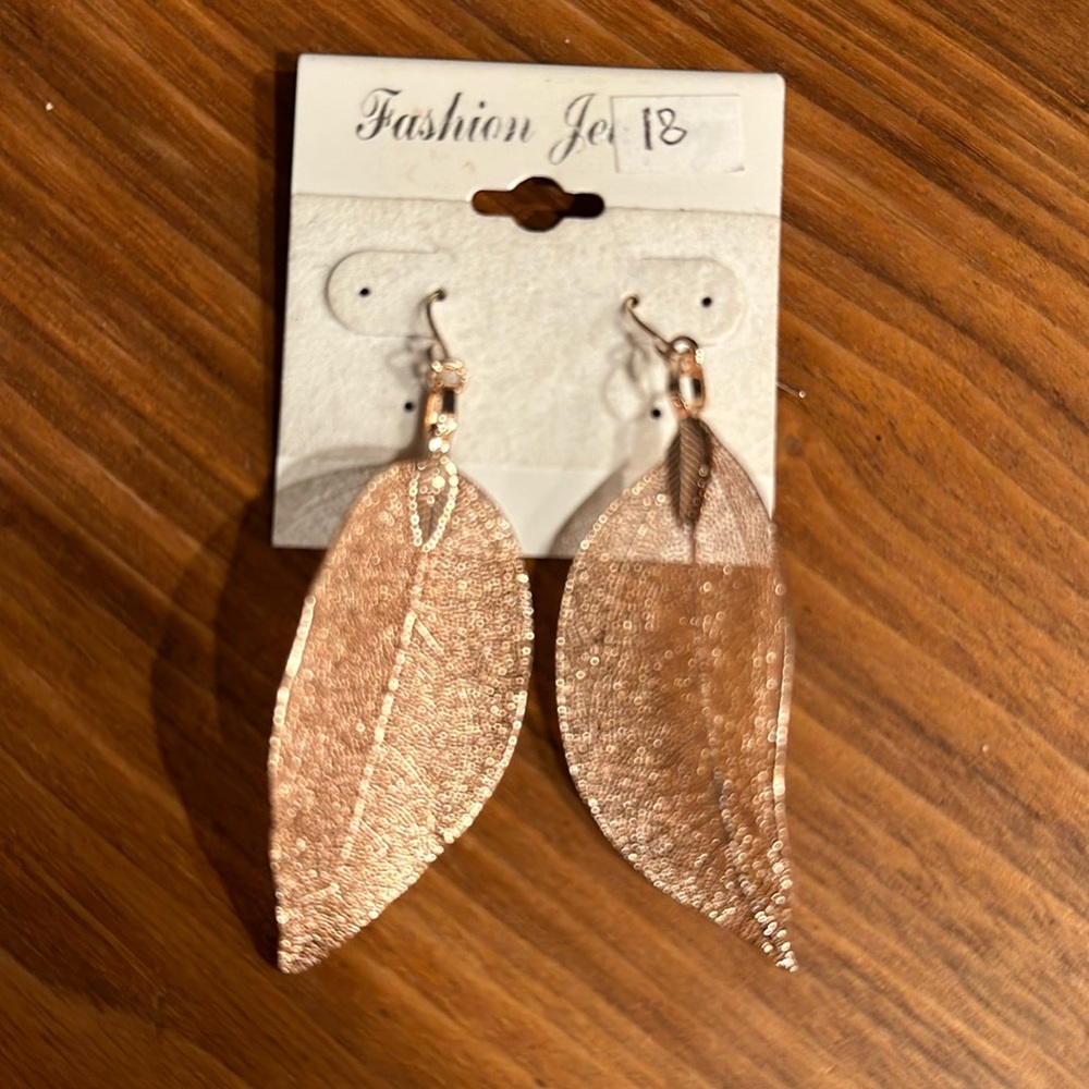 Rose Gold Leaf Earrings